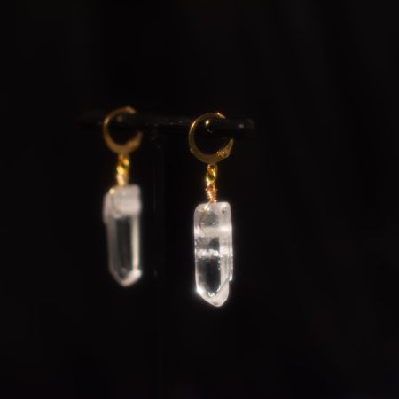 Gold Clear Quartz Earrings