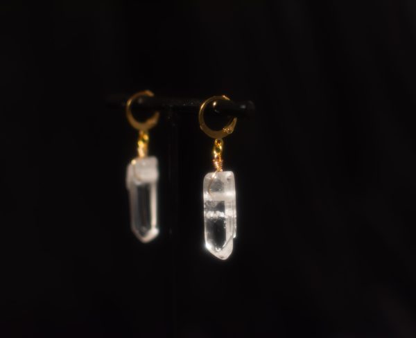 Gold Clear Quartz Earrings