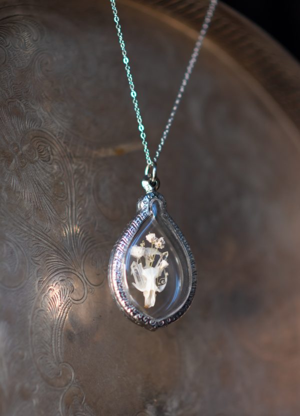 Silver Teardrop Shadowbox Pendant